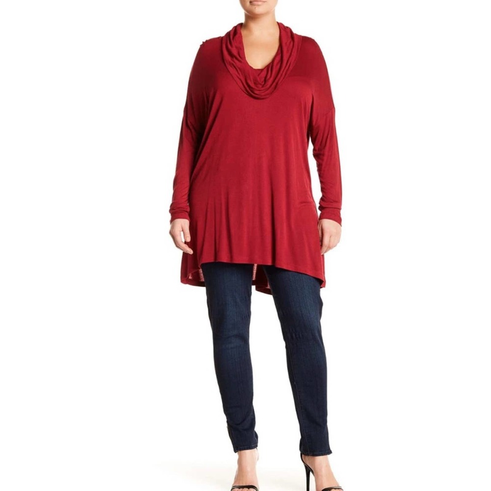 NWT Susina burgundy slouchy cowl neck tunic 1X